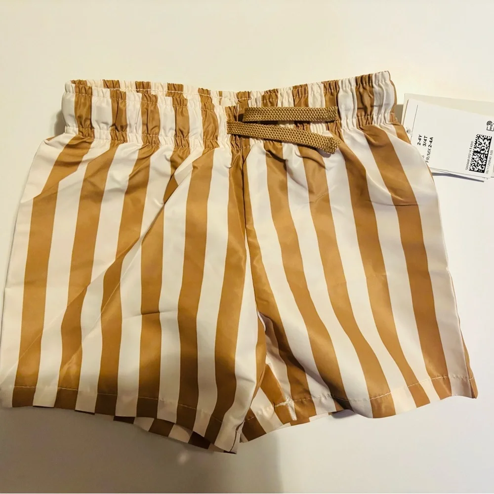 H&M Boys Striped Tan and White Shorts